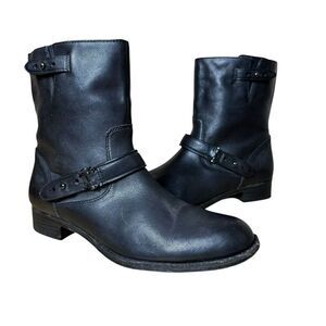 Coach Amy Black Soft Leather Buckle Moto Boot 7.5 | Western Grunge Indie Sleaze